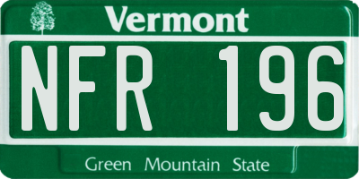 VT license plate NFR196