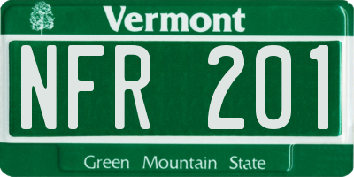 VT license plate NFR201