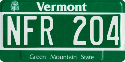 VT license plate NFR204