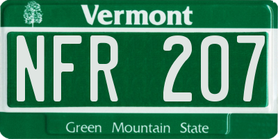 VT license plate NFR207