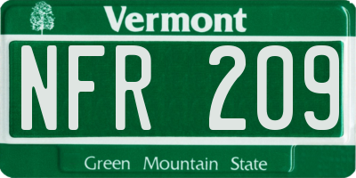 VT license plate NFR209
