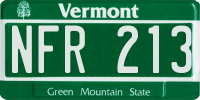 VT license plate NFR213