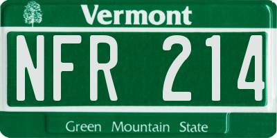 VT license plate NFR214