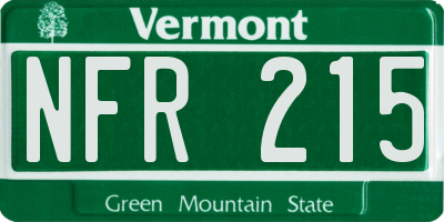 VT license plate NFR215