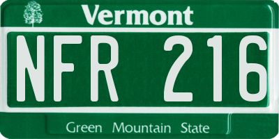 VT license plate NFR216