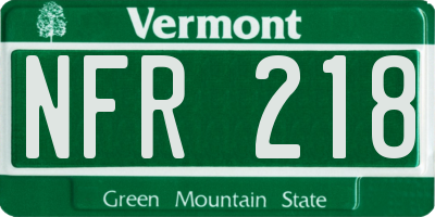 VT license plate NFR218