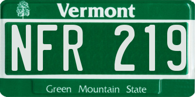 VT license plate NFR219