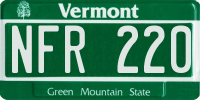 VT license plate NFR220