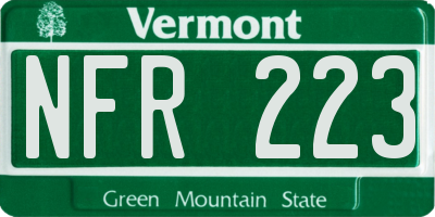 VT license plate NFR223