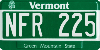 VT license plate NFR225