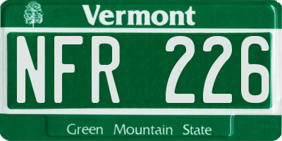 VT license plate NFR226