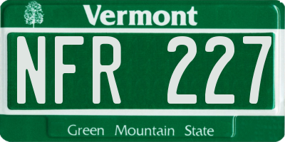 VT license plate NFR227