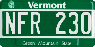 VT license plate NFR230