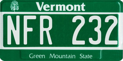 VT license plate NFR232