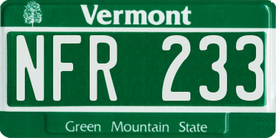 VT license plate NFR233