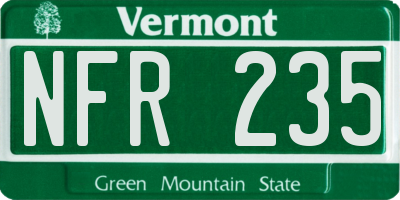 VT license plate NFR235