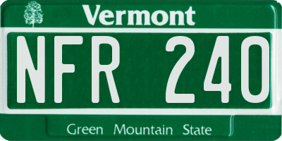 VT license plate NFR240