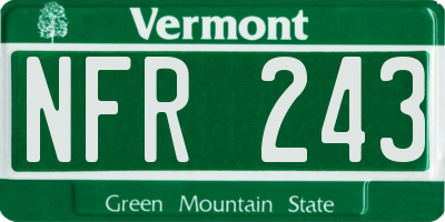 VT license plate NFR243