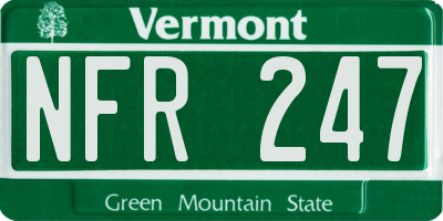 VT license plate NFR247