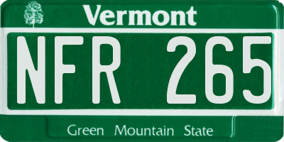 VT license plate NFR265