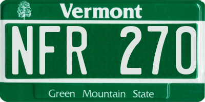 VT license plate NFR270