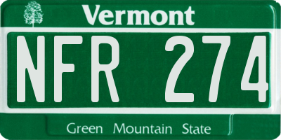VT license plate NFR274