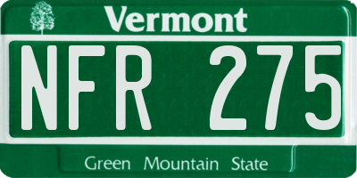 VT license plate NFR275