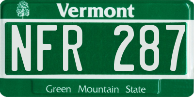 VT license plate NFR287