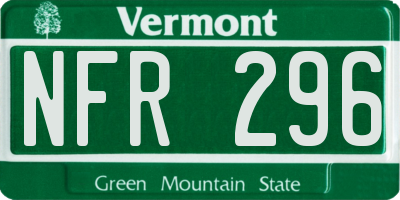 VT license plate NFR296