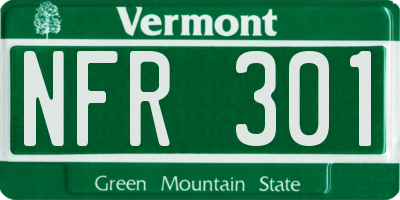 VT license plate NFR301