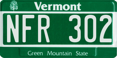 VT license plate NFR302