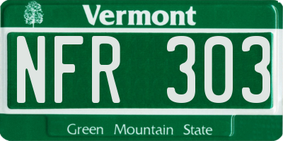 VT license plate NFR303