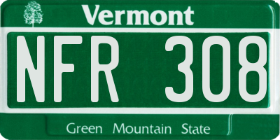 VT license plate NFR308