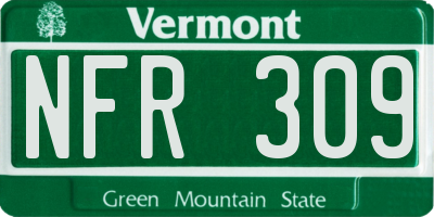 VT license plate NFR309