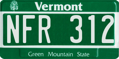 VT license plate NFR312