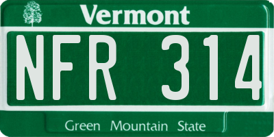 VT license plate NFR314
