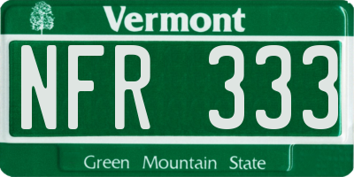 VT license plate NFR333