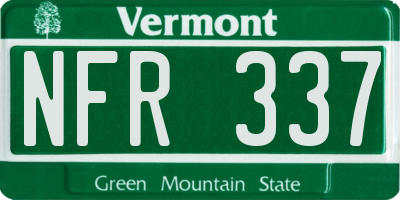 VT license plate NFR337