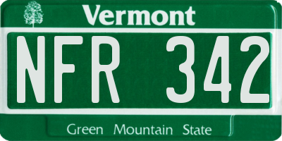 VT license plate NFR342