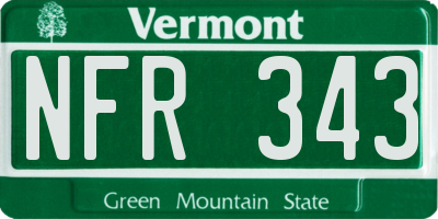 VT license plate NFR343