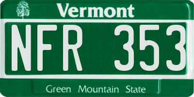 VT license plate NFR353