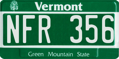 VT license plate NFR356