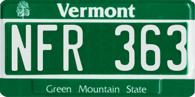 VT license plate NFR363