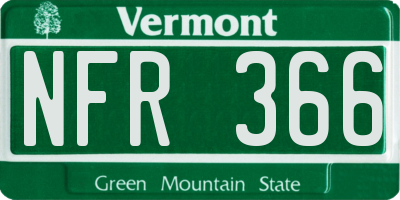 VT license plate NFR366