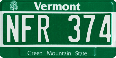 VT license plate NFR374