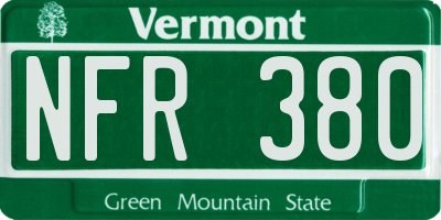 VT license plate NFR380