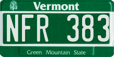 VT license plate NFR383