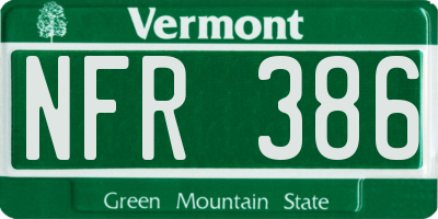 VT license plate NFR386