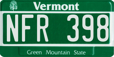 VT license plate NFR398