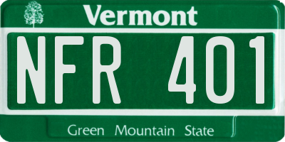 VT license plate NFR401